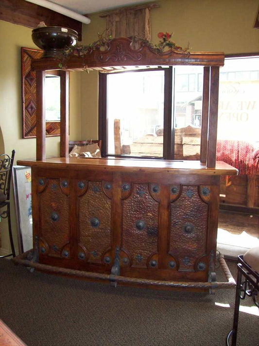 Wood Bar with Copper Inlay and Iron Hardware