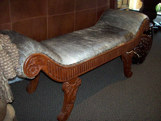 Mesquite Wood with Hair on Hide Leather Upholstery