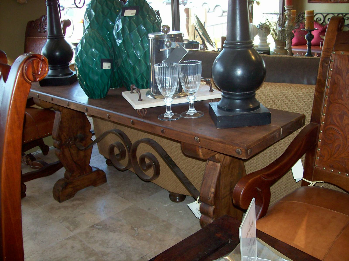 Mesquite Wood and Iron Banjo Console