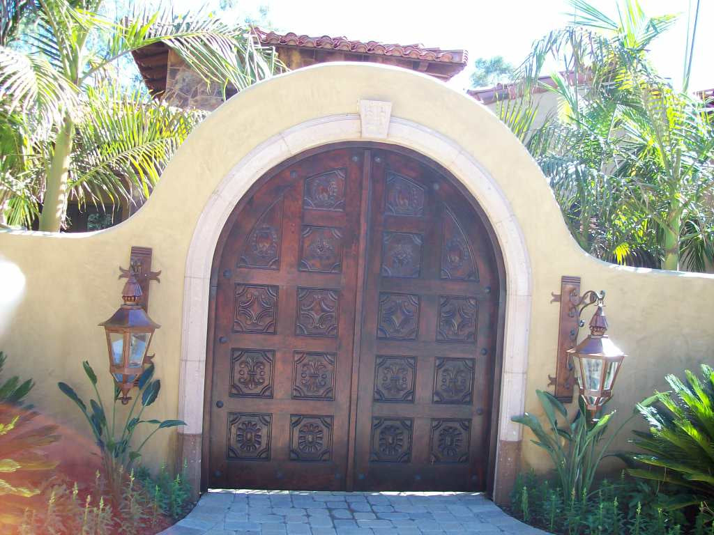 Handcarved Mesquite Wood Courtyard Doors