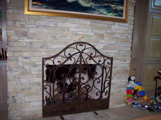 Arched Iron Fireplace Screen