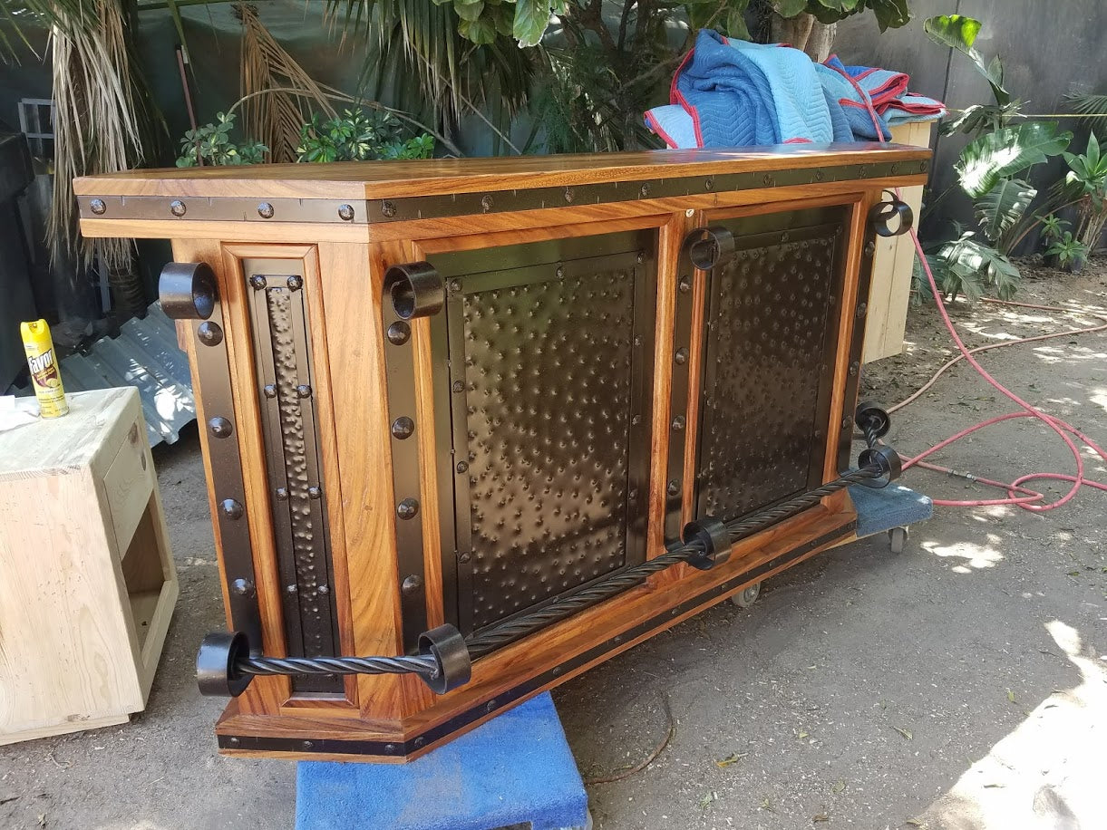 Pine Wood Bar with Metal Inlay