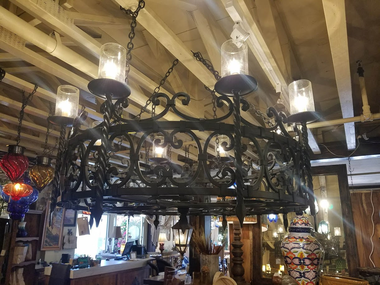 large Iron Castle Chandelier