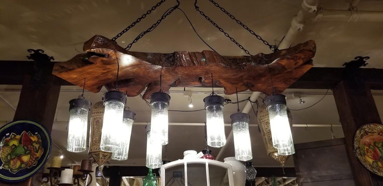 One of a Kind Live Edge Wood Slab Light