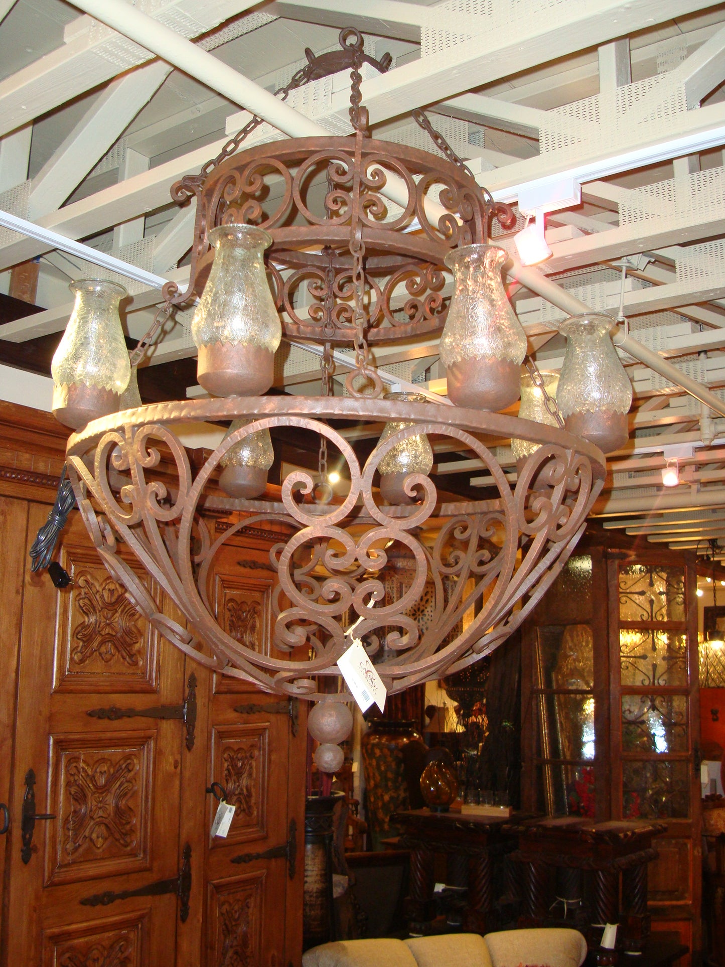 2 Tier Iron Scroll Chandelier