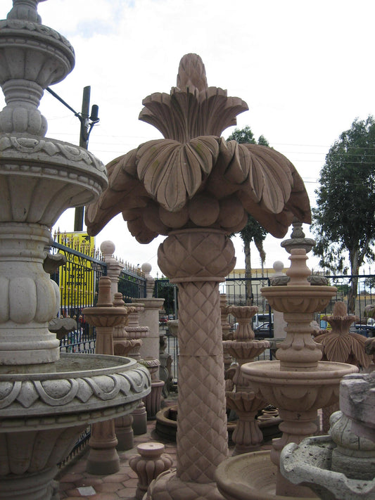 Cantera Stone Palm Tree Fountain