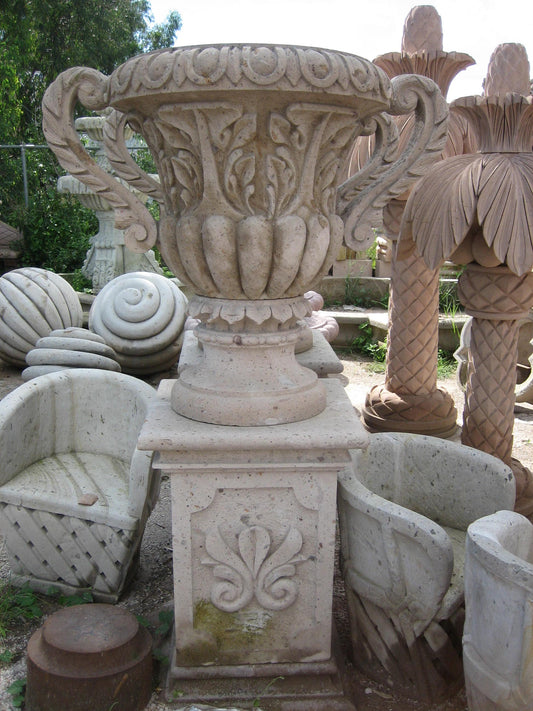 Cantera Stone Planter and Pillar