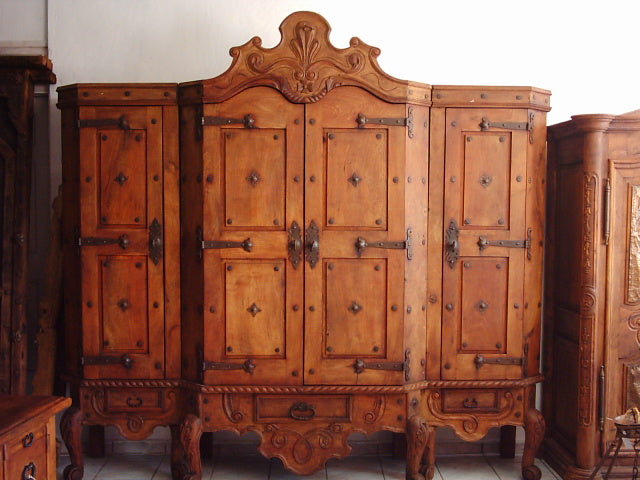 Crowned Top Mesquite Armoire