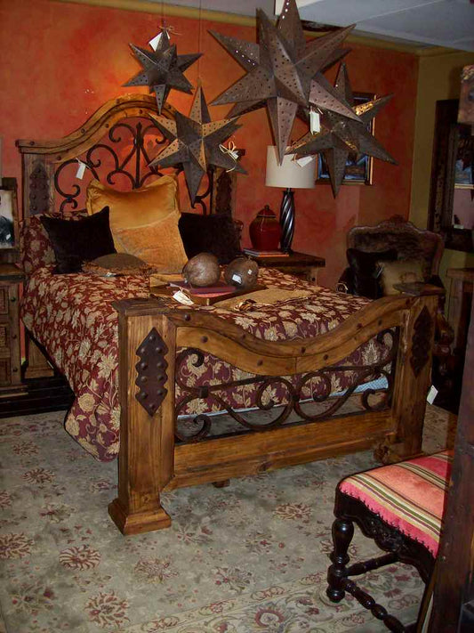 Pine Wood and Iron Bed
