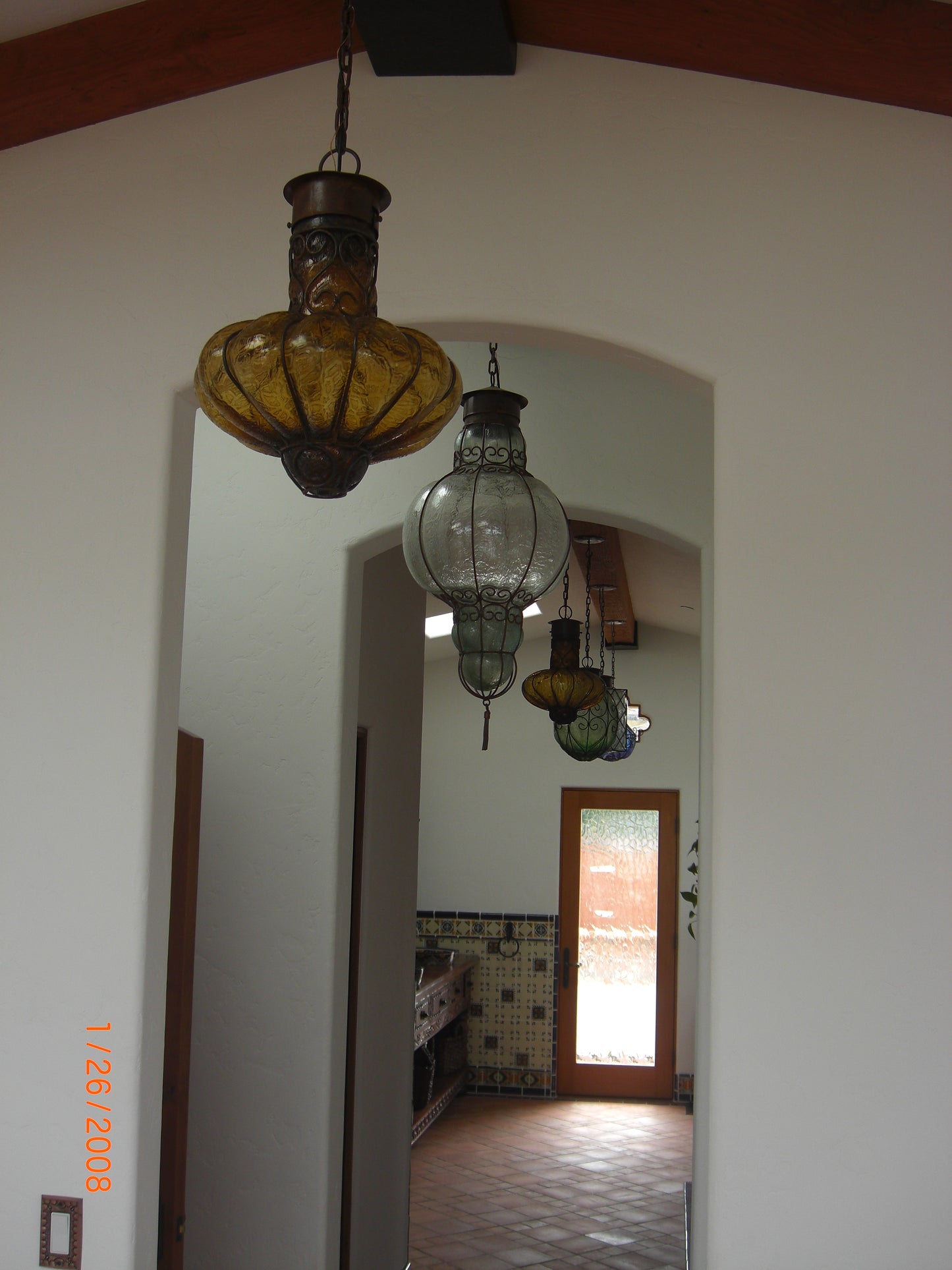 Hand Blown Crackle Glass Pendant Lights