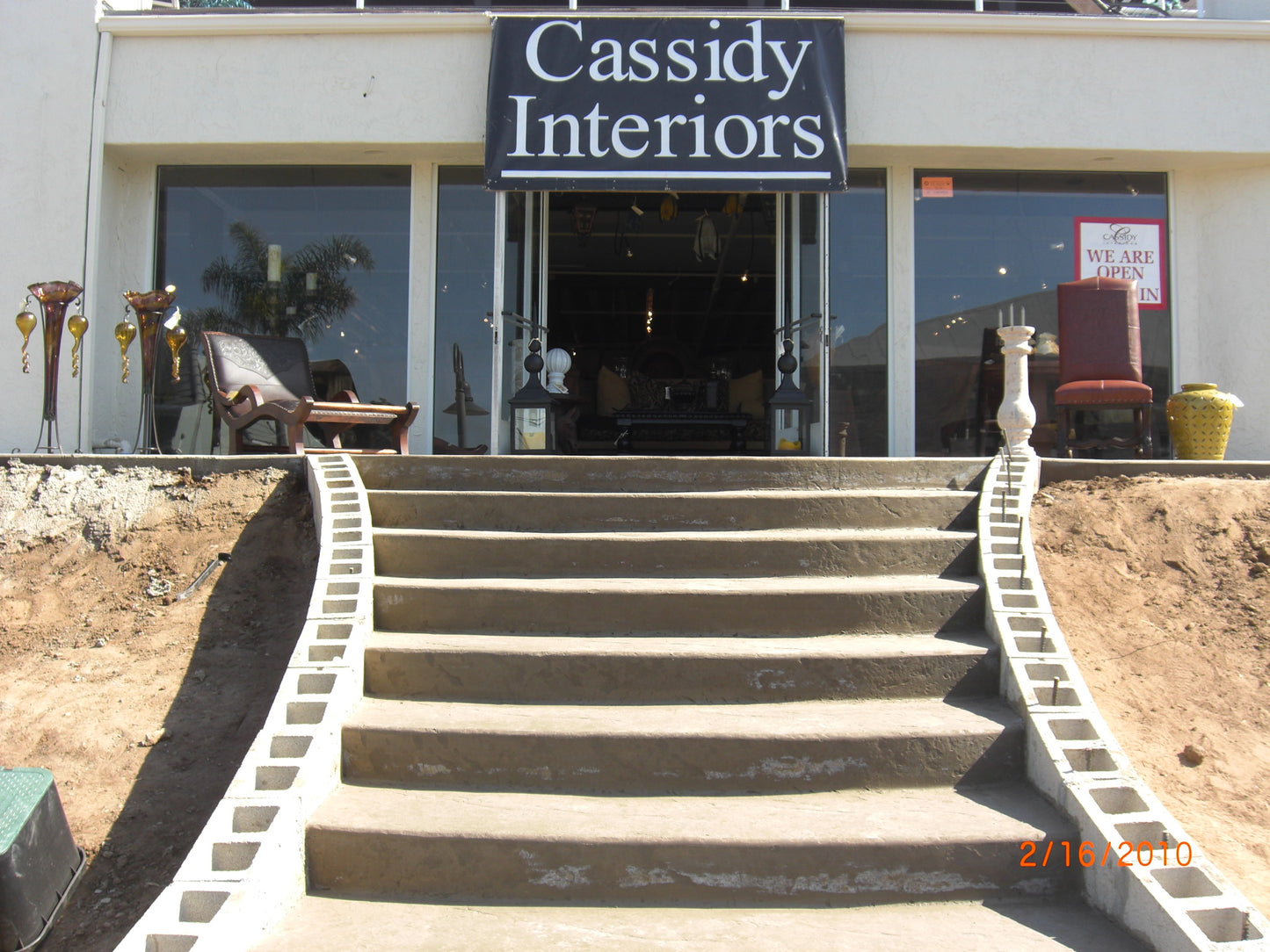 Beginnings of our cantera stone storefront railing