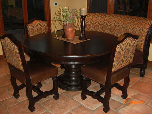 54" Round Mesquite Table with Turned Base