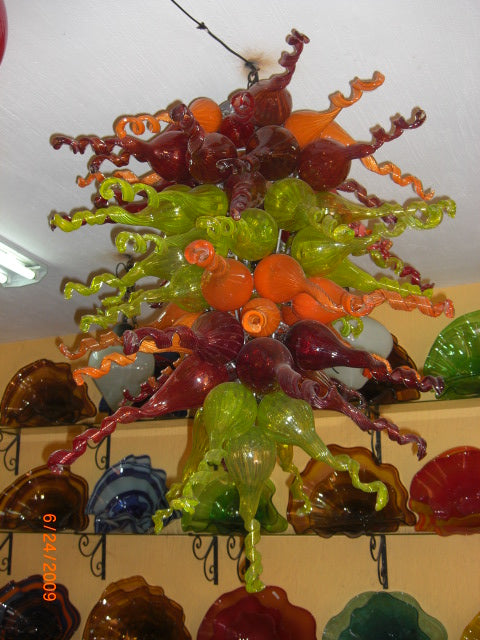 Multi Colored Medusa Hand Blown Glass Chandelier