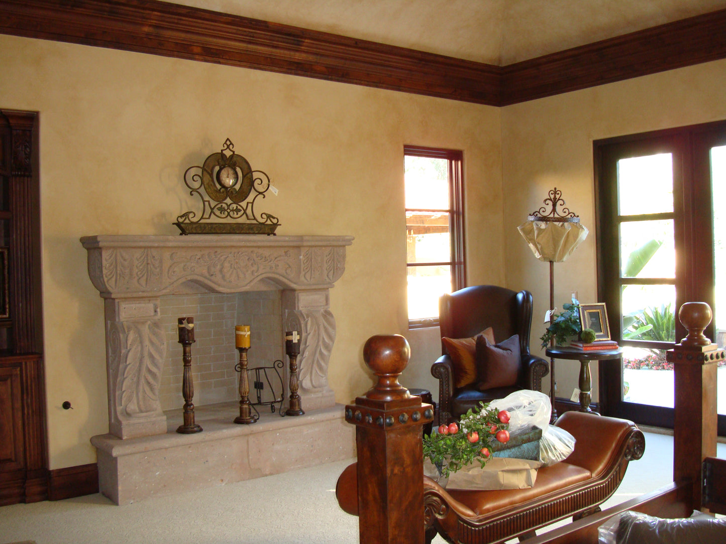 Cantera Stone Fireplace