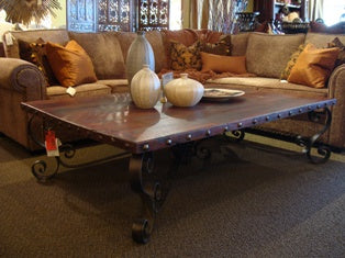 Copper Table with iron Legs and Decorative Clavos