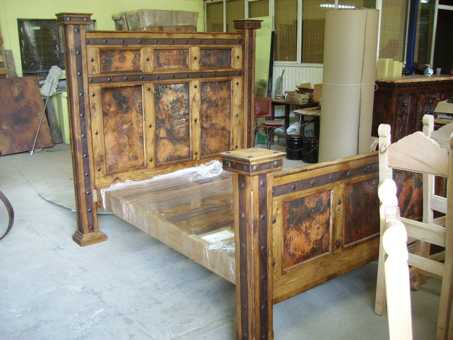 Pine Bed with Copper Inserts