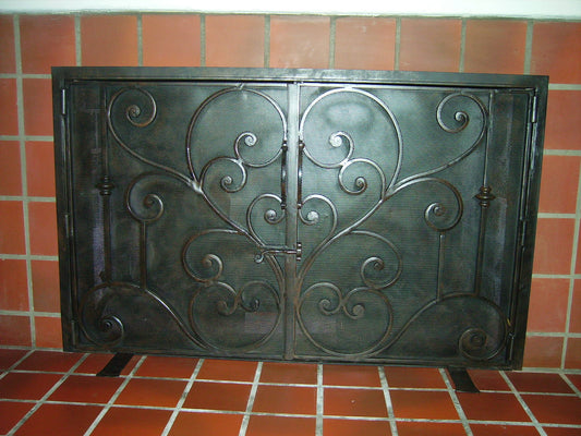 Hand Forged Iron Scroll Fireplace Screen