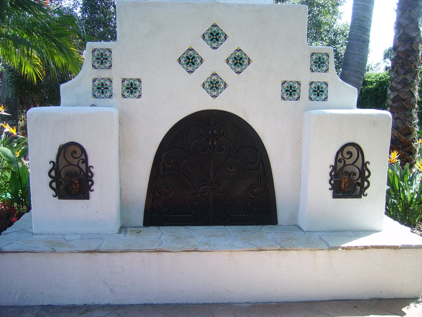 Custom Made Iron Fireplace Screen and Wood Holder Doors