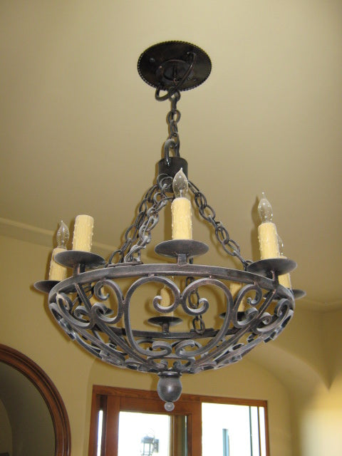 6 Light Iron Bowl Chandelier
