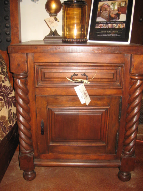 Mesquite Wood Nightstand with Rope Carving