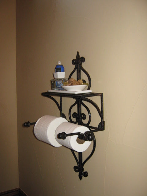 Iron Double Toilet Paper Holder with Shelf