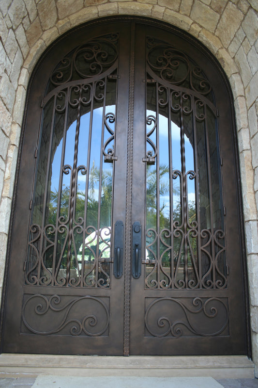 Iron and Glass Double Front Doors