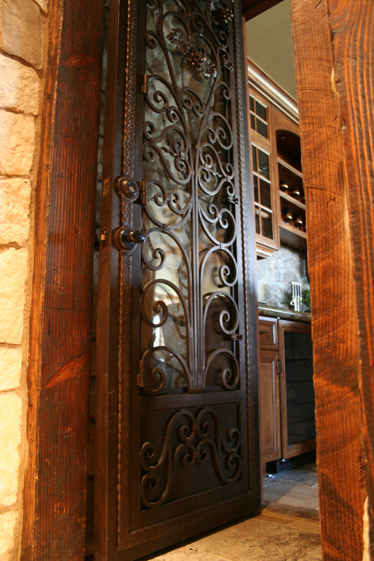 Iron and Glass Wine Cellar Door