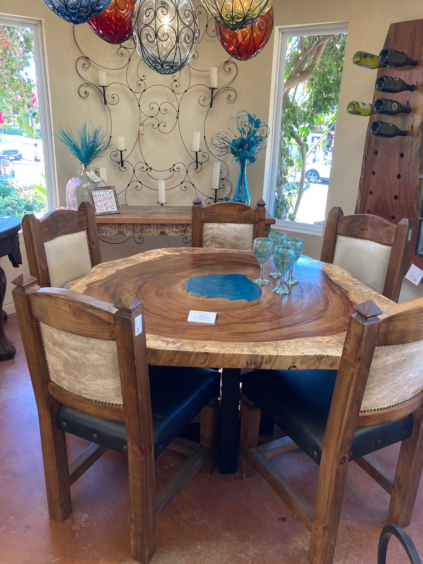 Live Edge Parota Dining Room Table With Epoxy Inlay.