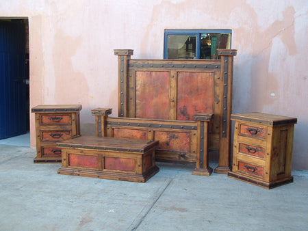 Pine Wood and Copper Bedroom Set (queen)