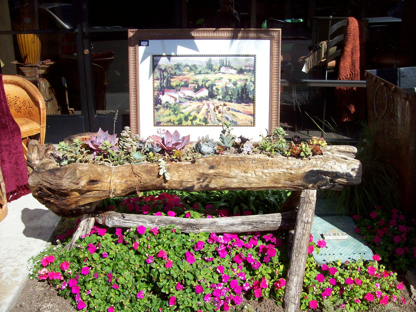 One of a Kind Wooden Trough Planter