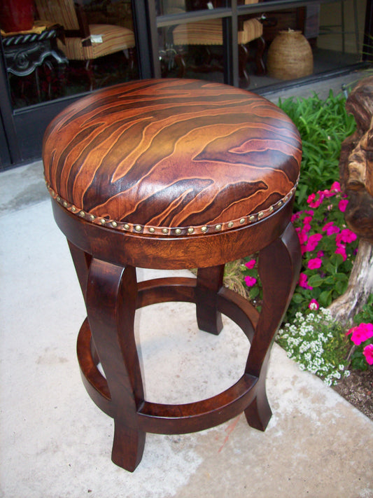 Mesquite Barstool with Leather Padded Seat