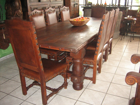 Mesquite Wood Dining Table with Turned Legs