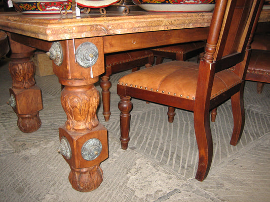 Mesquite Wood Dining Table with Stone Top
