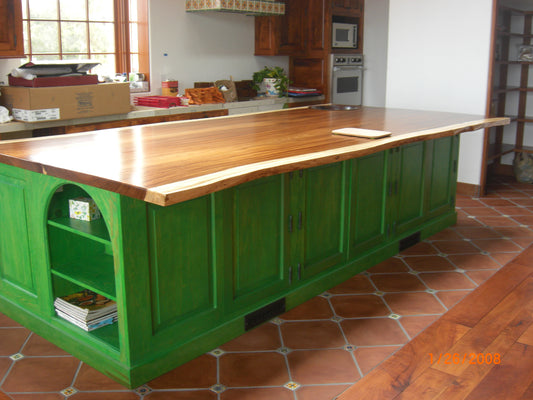 Custom Made Kitchen Island with Parota Wood Top