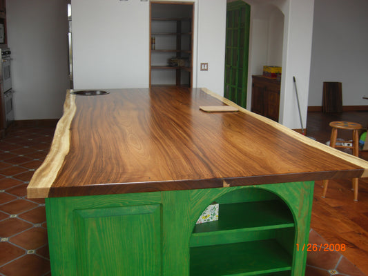 Custom Made Kitchen Island with Parota Wood Top