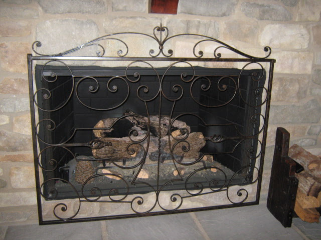 Iron Scroll Fireplace Screen (1/2" round scrolls)